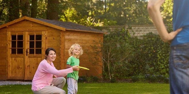 Family playing in the garden